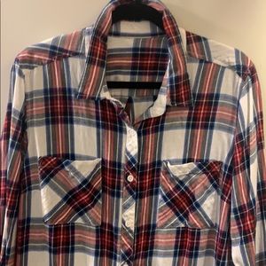 Red/blue plaid shirt.